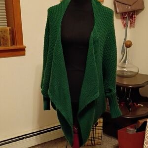 Knitted Women's Over Sized Green Cover Up Sweater. Size M